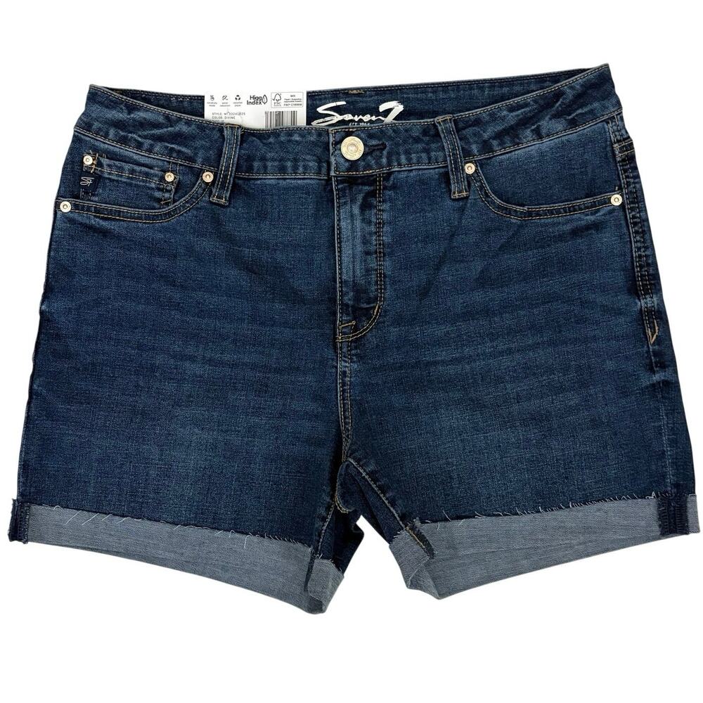 Seven 7 Weekend Mid Rise Denim Shorts Women’s Size 10 Rolled Hem 4.5” Inseam NWT
